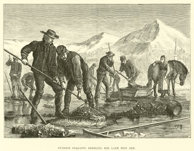 Contadini svedesi che dragano per il minerale di ferro del lago da English School