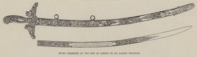 Spada presentata dalla Città di Londra a Sir Garnet Wolseley (incisione) da English School