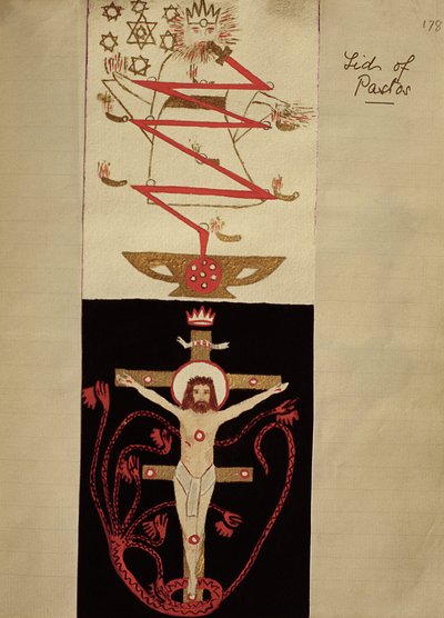 Disegni simbolici sul coperchio del Pastos nella volta degli Adepti, c.1895 da English School