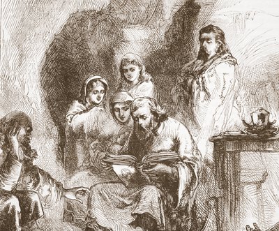 Taboriti che adorano in una grotta, illustrazione da La storia del protestantesimo di James Aitken Wylie (1808-1890), pub. 1878 da English School