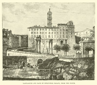 Tabularium e retro del Palazzo Senatorio, dal Foro da English School