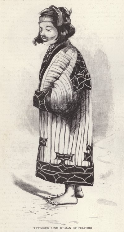 Donna Ainu tatuata di Piratori, Giappone da English School