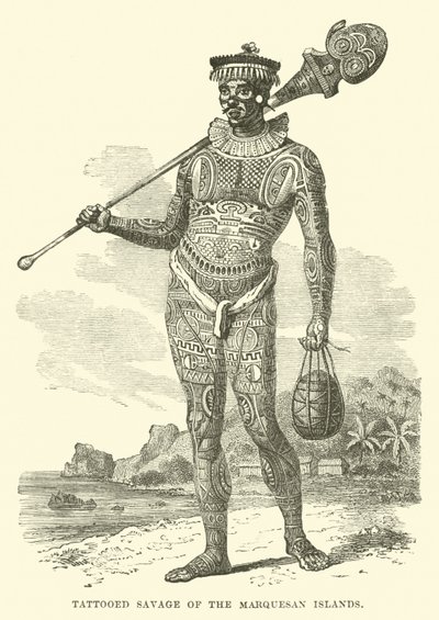 Selvaggio tatuato delle Isole Marquesas da English School