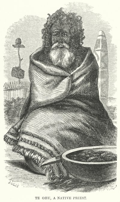 Te Ohu, un sacerdote nativo (incisione) da English School