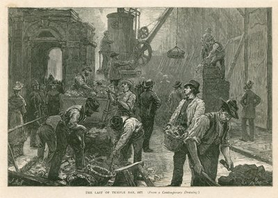 Temple Bar, Londra. Demolizione, 1877 da English School