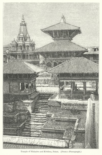 Tempio di Mahadeo e Krishna, Patan (incisione) da English School
