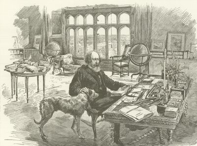Tennyson nella sua biblioteca da English School