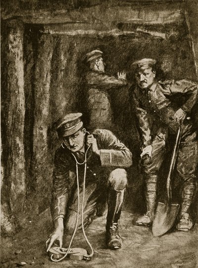 Momento teso nelle operazioni di scavo delle trincee, 1914-19 da English School