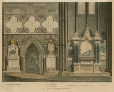Decima finestra e ingresso al Chiostro, Navata Nord, Abbazia di Westminster, Londra da English School