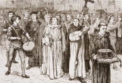 Processione di Tetzel, illustrazione da La storia del protestantesimo di James Aitken Wylie (1808-1890), pub. 1878 da English School