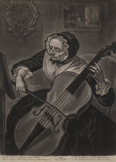 Il vecchio frivolo, c.1750 (mezzotinto) da English School