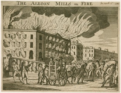 Gli Albion Mills in fiamme da English School