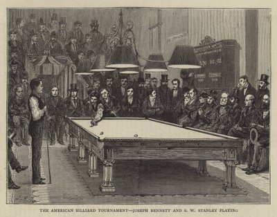 Il torneo di biliardo americano, Joseph Bennett e S W Stanley che giocano da English School