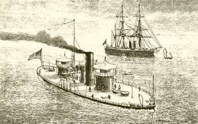 La nave da guerra americana Miantonoma e corazzata da English School