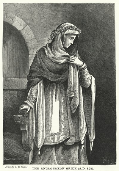 La sposa anglosassone, AD 895 (incisione) da English School