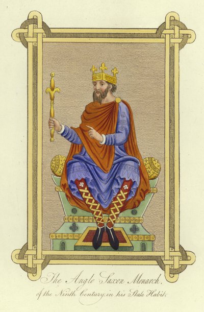 Il monarca anglosassone del IX secolo nel suo abito di stato da English School