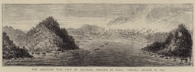 La guerra Ashantee, vista di Aquidah, bombardata dalla HMS "Druid", 28 agosto 1873 (incisione) da English School