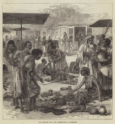 La guerra degli Ashanti, la piazza del mercato a Coomassie da English School