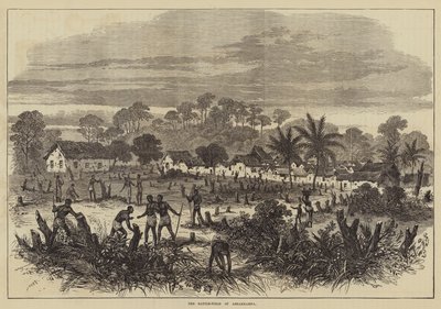 Il campo di battaglia di Abrakrampa (incisione) da English School