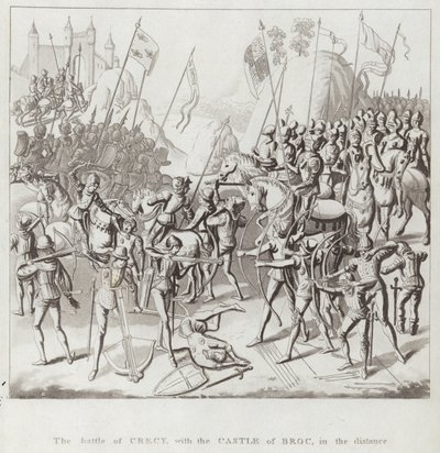 La battaglia di Crécy, con il castello di Broc in lontananza da English School