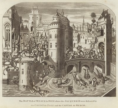 La battaglia di Meaux in Brie dove la Jacquerie fu sconfitta dal conte di Foix e dal Captal de Buch da English School