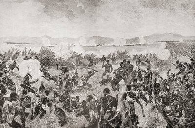 La battaglia di Ulundi nel 1879 che mostra l