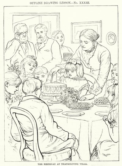 Il Compleanno a Thanksgiving Villa (incisione) da English School