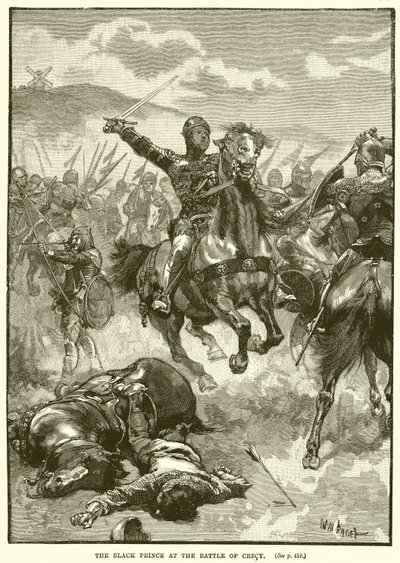 Il Principe Nero alla Battaglia di Crecy da English School