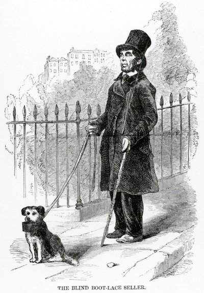 Il venditore cieco di lacci per scarpe, c.1840 da English School
