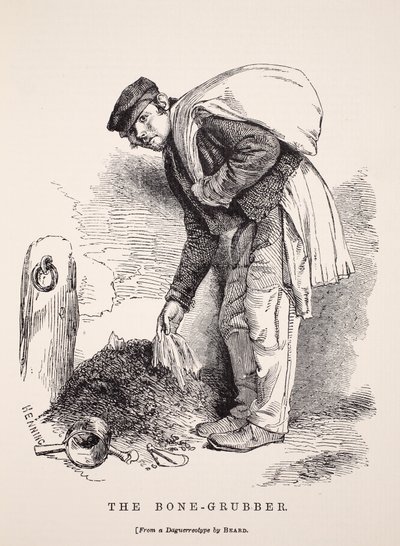 Il raccoglitore di ossa, dopo un dagherrotipo di Richard Beard, illustrazione da London Labour and London Poor di Henry Mayhew, pub. 1862 da English School