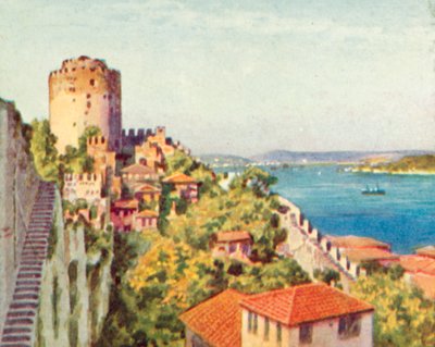 Il Bosforo da un forte turco (litografia a colori) da English School