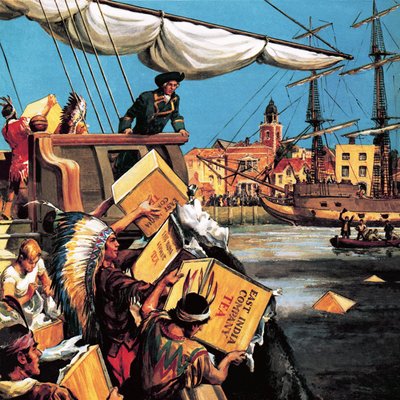 Il Boston Tea Party (litografia) da English School