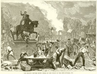 I disordini per la riforma di Bristol: scena nella notte del 30 ottobre 1831 da English School