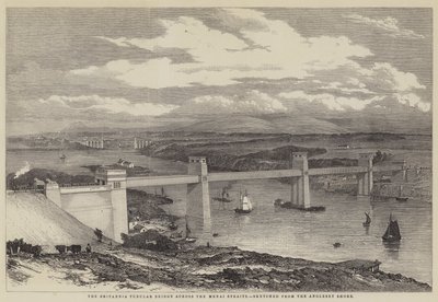 Il ponte tubolare Britannia attraverso lo stretto di Menai da English School