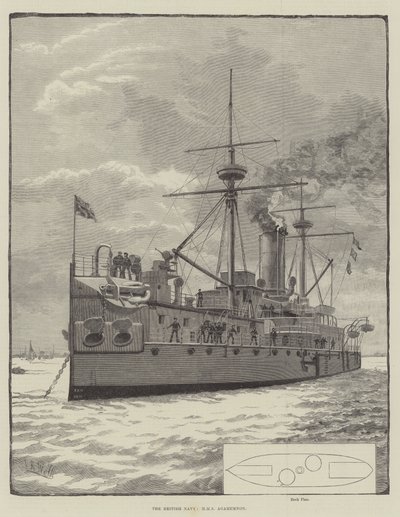 La marina britannica, HMS Agamemnon (incisione) da English School