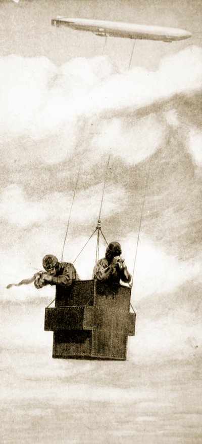 La gabbia antiproiettile del lanciatore di bombe Zeppelin, 1914-19 da English School