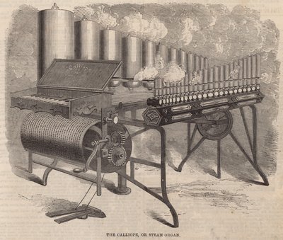 Il Calliope, un organo a vapore inventato da Arthur S. Denny in America da English School