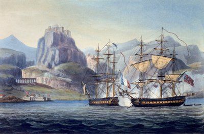 La cattura del Var da parte della HMS Belle Poule al largo di Corfù, 1809, da The Naval Chronology of Great Britain di J. Ralfe da English School