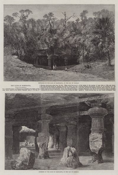 Le Grotte di Elephanta (incisione) da English School
