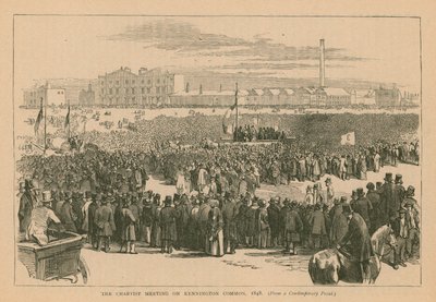 La riunione dei Chartisti a Kennington Common nel 1848 da English School