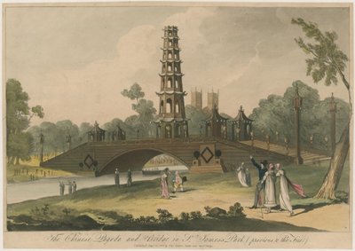 La Pagoda Cinese e il Ponte nel Parco di St James (prima dell