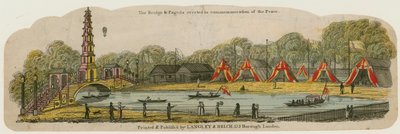 La pagoda cinese e il ponte eretti sul canale in St Jamess Park per la commemorazione della Pace, 1 agosto 1814 da English School