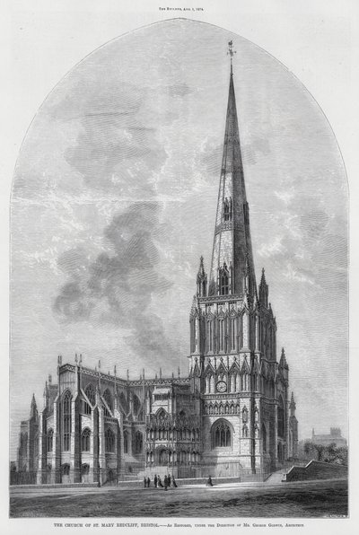 La Chiesa di Santa Maria Redcliff, Bristol (incisione) da English School