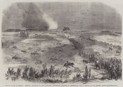 La Guerra Civile in America, i Federali avanzano sulle Posizioni Confederate Abbandonate a Centreville (incisione) da English School