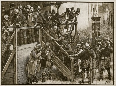 La Contesa di Clare: Padre Murphy guida i suoi inquilini al voto, illustrazione da Cassells Illustrated History of England da English School