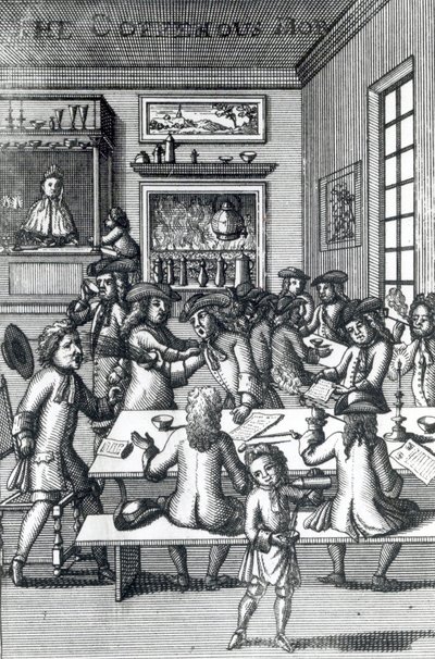 La Folla del Caffè, di Edward Ward, tratto da Vulgus Britannicus, 1710 da English School