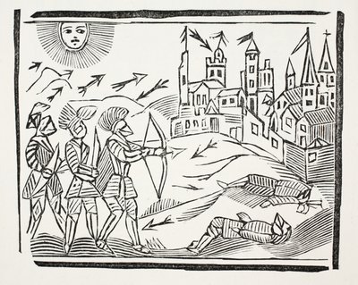 La conquista della Francia con la vita e le azioni gloriose di Edoardo il Principe Nero, illustrazione da Chap-books del XVIII secolo di John Ashton, pub. 1882 da English School