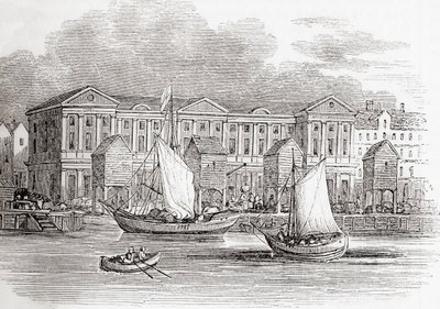 La Dogana, Londra, Inghilterra, come appariva prima del Grande Incendio, da Old England: A Pictorial Museum, pub. 1847 da English School