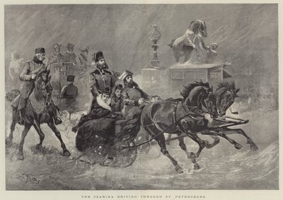 La zarina che attraversa San Pietroburgo (incisione) da English School