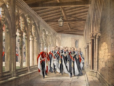 Il Chiostro del Decano, Windsor, 10 marzo 1863, da A Memorial of the Marriage of Edward VII and Alexandra of Denmark, pub. 1864 da English School